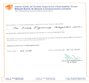 Recognized and Appreciated for Blood Donation Camp on 21st December 2021.